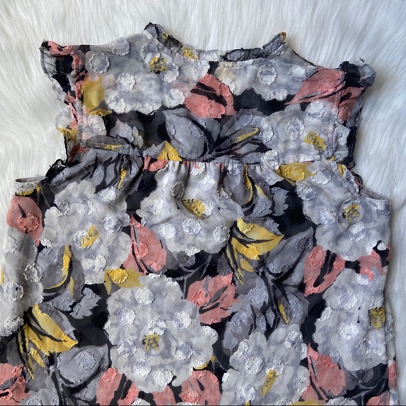 Loft Quarter Button High Low Floral Blouse - Picture 9 of 9